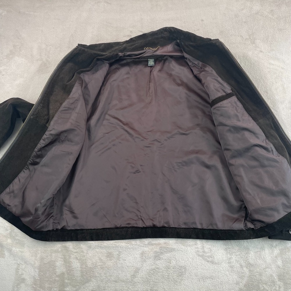 Vintage Banana Republic Bomber Jacket Men XL Chocolate Brown Suede Leather Lined - Picture 4 of 13